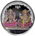 Ganesh Lakshmi Pure Silver 999 Coin w/ Enamel Work & Novelty Color 10g